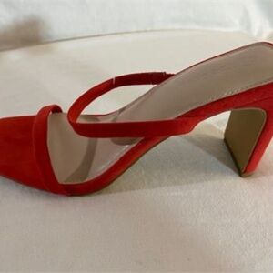 The Drop - Lady's Heeled 2 Band Slide Sandals - Red - Heel Height 2 1/2" NWOT